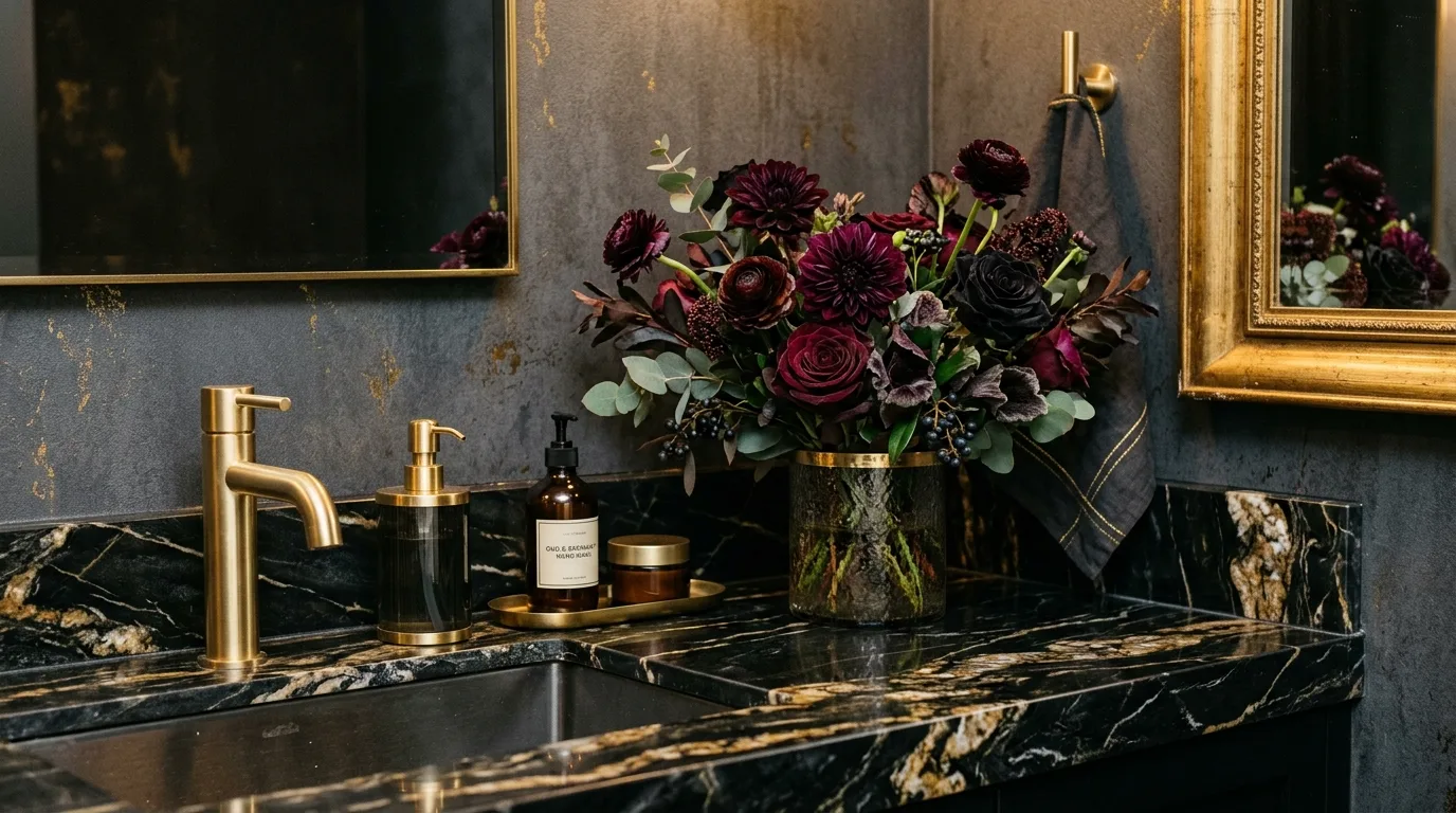 Try a freestanding tub as the sculptural focal point inspiration for a moody bathroom.